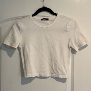 Zara White Cropped T-Shirt